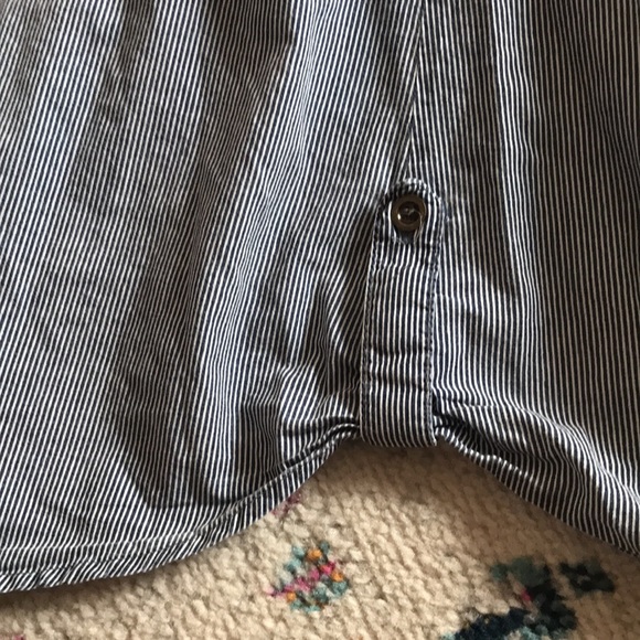 🥳 2 for $6 🥳 Kismet shirt XS (S) cotton blue stripes 3/4 sleeves w roll tab - Picture 8 of 12